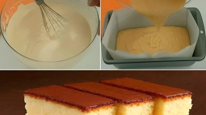 Castella на сгущенке — японский бисквит без добавок, пышный и тающий