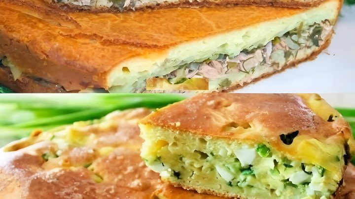 Сытный кефирный пирог на быстром тесте